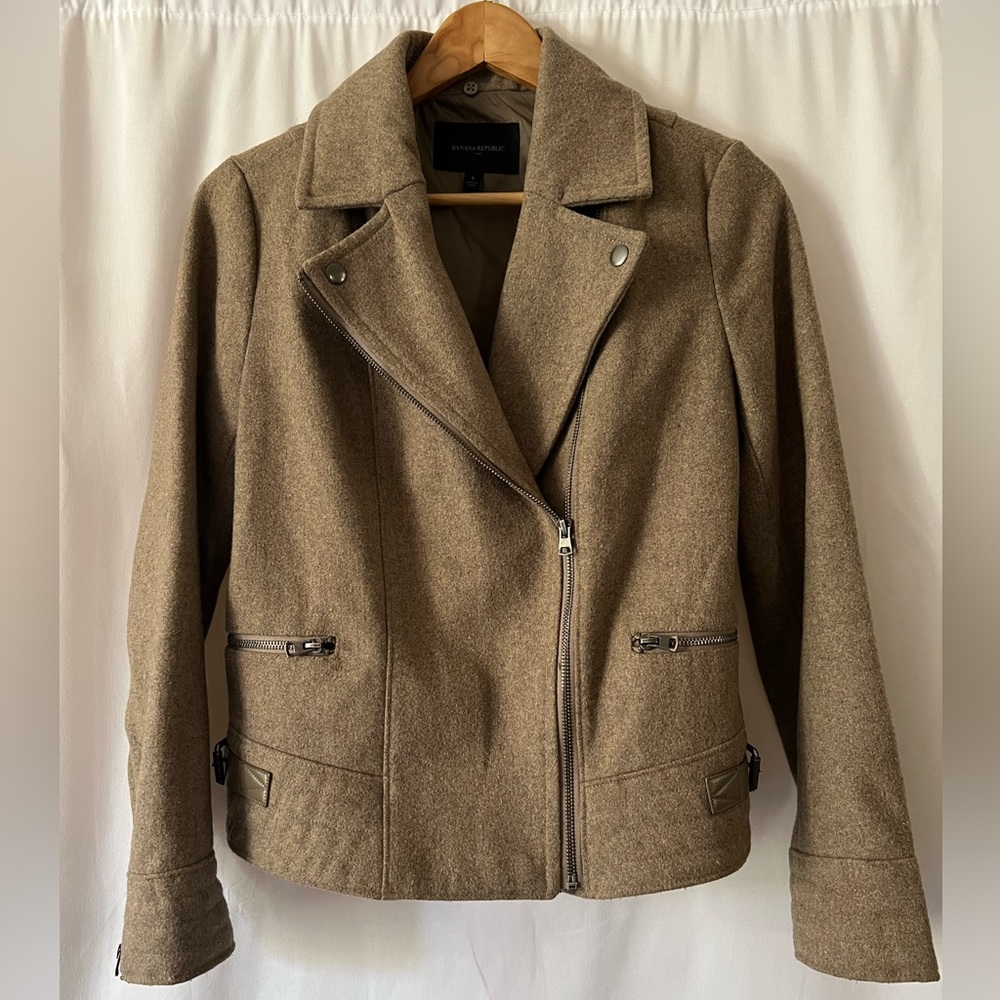 BANANA REPUBLIC FACTORY Wool Blend Moto Jacket, S